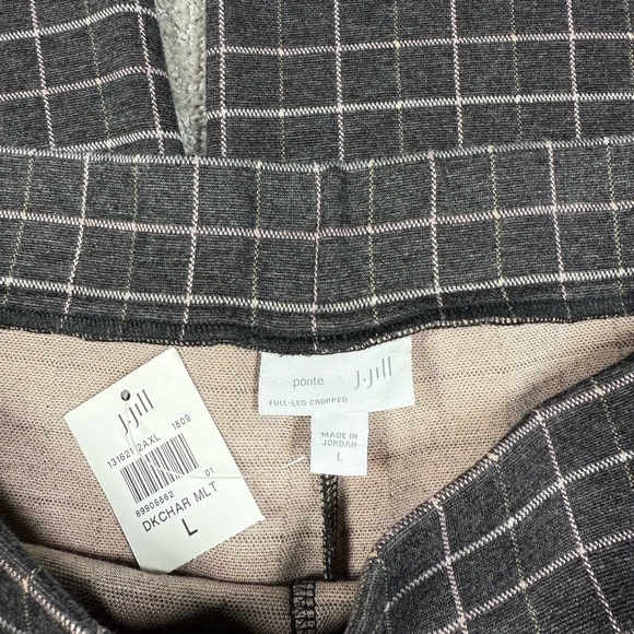 J. Jill NWT Ponte Full Wide Leg Cropped Pull On High Rise Windowpane Plaid NWT L - Picture 3 of 7